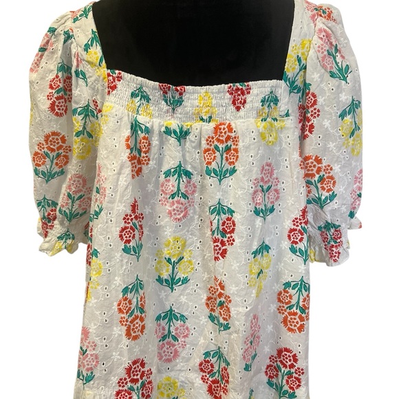 Draper James Floral Blouse - White, Red, Yellow, Green - Picture 4 of 11